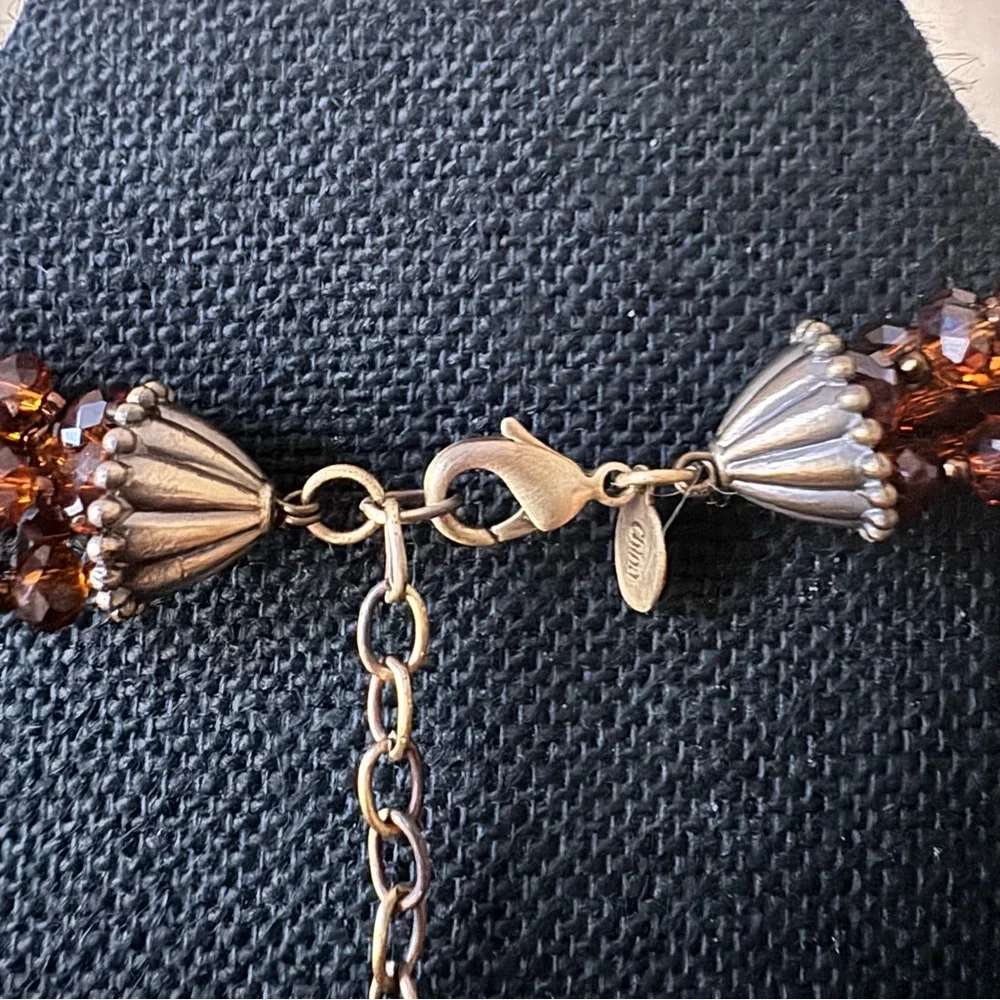 Joan Rivers Multi Strand Mocha Crystal Bead Druzy Rhinestone Pendant Necklace 18
